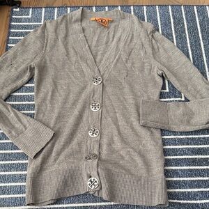 Tory Burch Heather Gray Women's Cardigan Merino Wool